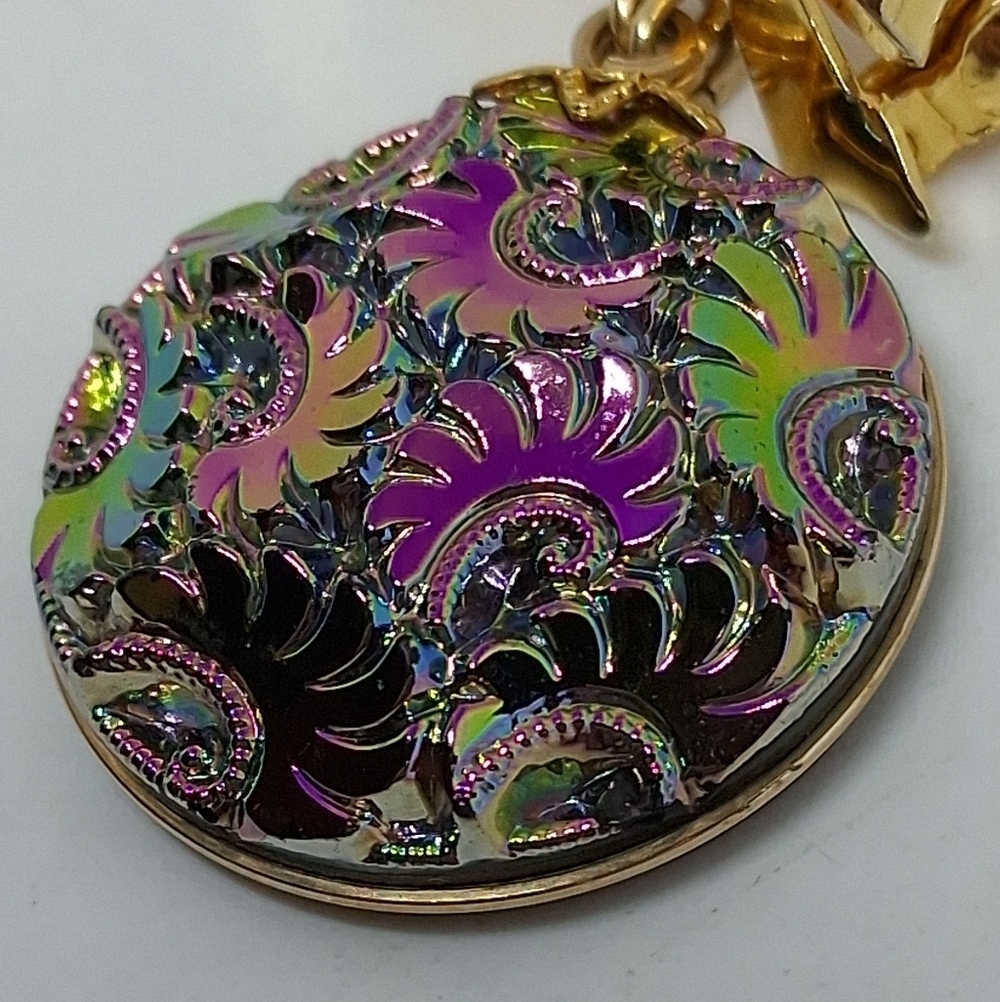 * Vintage Castlecraft Czech Glass Colorful Iridescent Pin Brooch - Picture 5 of 5